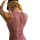 Seamless Breathable Women's Hollow Out Mesh Racerback Bra For Sports