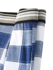 Mens Cotton Classical Plaid Print Home Breathable Mid Waist Boxers