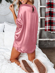 Women's O-Neck Elastic Waist Thigh-Length Pajama Set