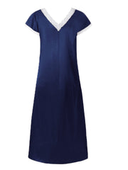 Women's Lace Spliced Short Sleeve Casual Nightgown