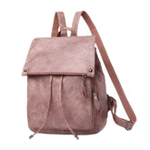 Women PU Leather Multi-pockets Button Backpack Drawstring Hasp Laptop Bag