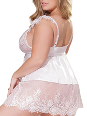 Lace Patchwork Sling Nightgown - Soft, Sheer, Elegant Sleepwear