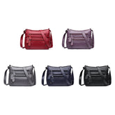 Women Artificial Leather Vintage Soft Lychee Pattern Crossbody Bag Large Capacity Multi-pocketed Shoulder Messenger Bag