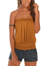 Solid Color Pleated Strapless Sleeveless Summer Camis For Women