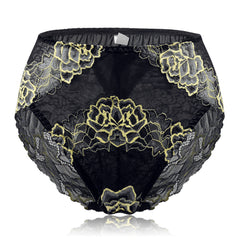 Plus Size Luxury Lace Floral Breathable Briefs