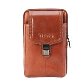 Men Genuine Leather Vintage Waist Bag Belt Phone