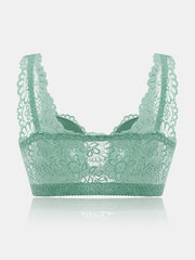 Women Front Closure Beauty Back Lace Wireless Breathable Lightly Lined Bra