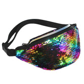 Leisure Fashionable Women's Sequined Leather Fannypacks