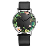 Unisex Wrist Watch Flower Picture Dial Display Quartz Watch