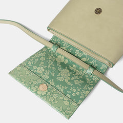 Women Vintage Genuine Leather Floral Handbag Crossbody Bag Shoulder