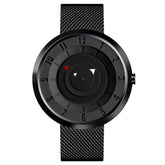 Creative Small Triangle Display Fashion Black Steel Men Watch Quartz Watch