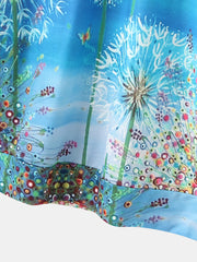 Women Flower Printed Ombre Long Sleeve O-Neck Daily T-Shirt