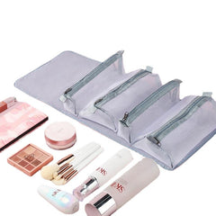 Women 4 In 1 Large Capacity Foldable Detachable Leather Waterproof Storage Wash Bag