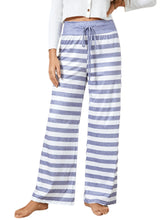 Women Plus Size Striped Brief Style Drawstring Waist Loose Daily Home Pajamas Pants