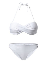 Women's Swimwear Bikini 2 Piece Normal Swimsuit 2 Piece Ruched Open Back Pure Color Green White Black Yellow Rosy Pink Padded Strapless Bathing Suits New Vacation Sexy / Modern / Padded Bras