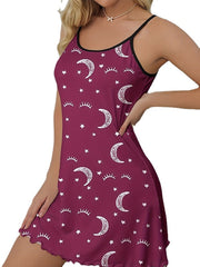 Women's Strap Dress Summer Dress Mini Dress Cute Sexy Backless Print Star Straps Home Lounge