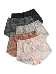 Women's Floral Lace Mid Waist Breathable Panties