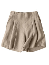Solid Ruched Pocket Casual Cotton Shorts