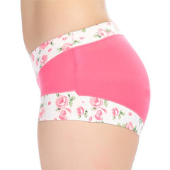 Women Sexy Bamboo Fiber Panties Rose Printed Breathable Mid Waist Underwear