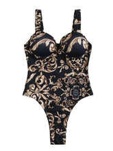 Women's Swimwear One Piece Monokini Normal Swimsuit Tummy Control Open Back Printing Floral Dusty Blue Underwire Padded Strap Bathing Suits New Vacation Sexy