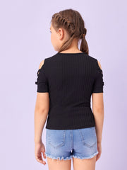 Tween Girl Casual Knit T-Shirt - Cross Back, Short Sleeve, Slim Fit, Forest-Safe Fibers