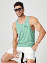 Men's Casual Flamingo Print Tank Top, Sleeveless, Round Neck, Regular Fit