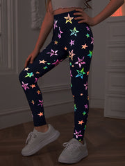 Tween Girl Star Print Leggings - All Over Print, Long Length, Medium Stretch Fabric