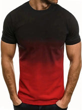 Men's Casual Ombre Round Neck Tee - Short Sleeve, Regular Fit