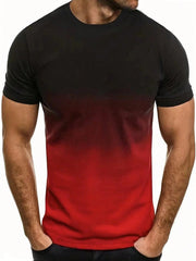 Men's Casual Ombre Round Neck Tee - Short Sleeve, Regular Fit