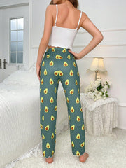Cartoon Graphic Lettuce Trim Cami Top & Pants PJ Set / Pajama Set