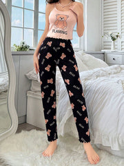 Bear & Letter Print Pajama Set