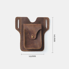 Men Genuine Leather Retro Solid Easy Carry Outdoor Sport Running 7.2 Inch Phone Storage Bag Waist With Belt Loop