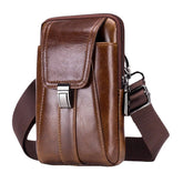 Retro Leather Zipper Phone Bag - Waist & Shoulder Carry