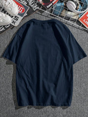 Men's Casual Round Neck T-Shirt, Letter Print, Half Sleeve, Regular Fit