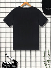 Men's Casual Slogan Graphic Tee, Round Neck, Short Sleeve, High Stretch