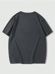 Men's Casual Drop Shoulder T-Shirt, Embossed Letters, Short Sleeve, Round Neck