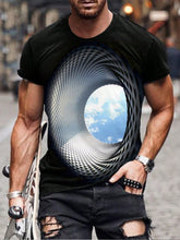 Men's Plus Size Sky Print Round Neck Short Sleeve Casual T-Shirt
