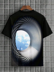 Men's Plus Size Sky Print Round Neck Short Sleeve Casual T-Shirt