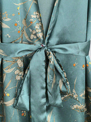 5PCS-Set Floral Print Satin Camisole Shorts, Camisole Dress, Robe And Storage Bag, Pajama Set