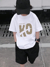 Tween Boy 2025 Summer Casual Letter Print Round Neck Short Sleeve T-Shirt