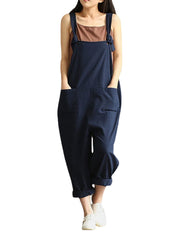 Solid Pocket Adjustable Straps Casual Jumpsuit