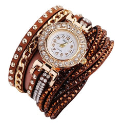 Luxury Nation Style Crystal Gold Bracelet Watch Ladies Vintage Quartz Wirstwatches