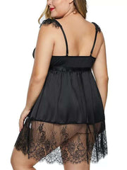 Lace Patchwork Sling Nightgown - Soft, Sheer, Elegant Sleepwear