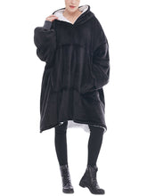 Women's Oversized Flannel Fleece Blanket Hoodie with Kangaroo Pocket