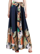 Print Patchwork Bowknot Wide Leg Casual Pants