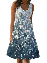 Women‘s Sleeveless Print Beach Holiday U Neck Casual Dress