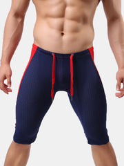 Yoga Running Sport Mesh Drawstring Stitching Quick Dry Swimming Trunks for Men