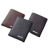 Men Vertical Bifold Thin Multi-card Slot Card Holder Plaid Pattern Embossed Short Coin Purse Wallet