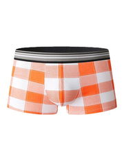 Mens Cotton Classical Plaid Print Home Breathable Mid Waist Boxers