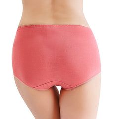 Cotton Mid Waist Briefs Sexy Lace Jacquard Breathable Underwear Panties
